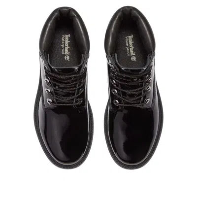 Timberland Glossy Leather Boots In Black