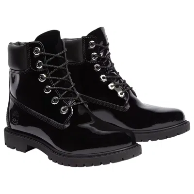 Timberland Glossy Leather Boots In Black