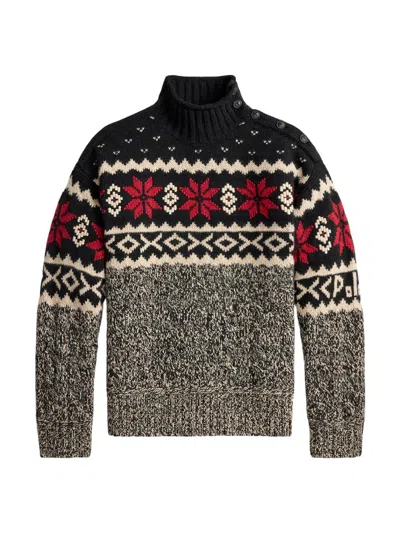Polo Ralph Lauren Snowflake Cable Knit Wool Blend Sweater In Gray