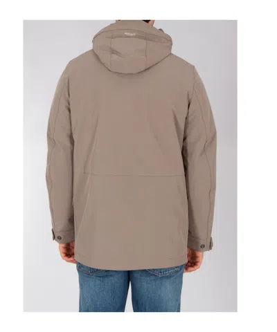 Woolrich Regular Fit Soft Shell Down Barrow Mac Coat In Brown