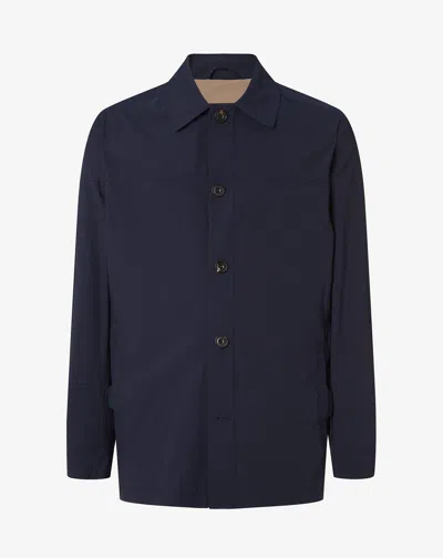 Corneliani Blue Stretch Technical Wool Field Jacket In Blue