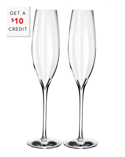 Waterford Elegance Optic Crystal Champagne Flute Set Of Two In Transparent