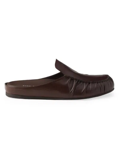 Prada Leather Mules In Brown