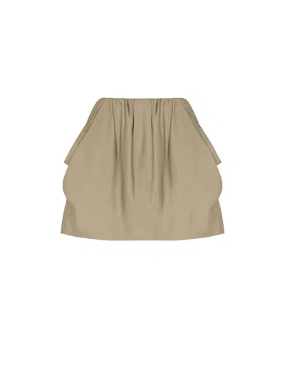 Balmain Cotton Balloon Short Skirt Vert Pale In Neutral