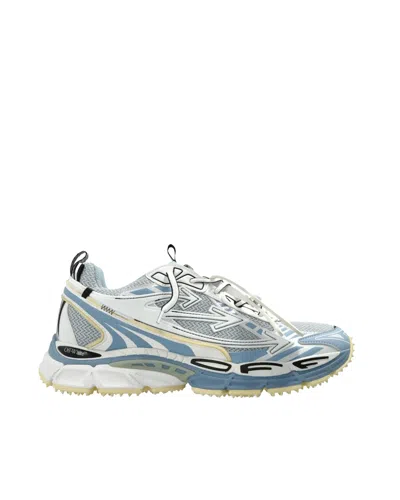 Off-white Mesh Sneakers Round Toe Rubber Sole Pull Tab In Blue