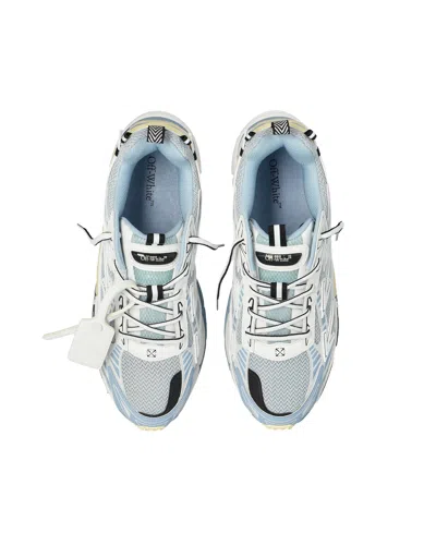 Off-white Mesh Sneakers Round Toe Rubber Sole Pull Tab In Blue