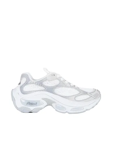 Ash White Dragon Leather Mesh Sneakers In White