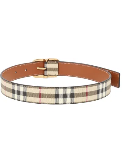 Burberry Check Pattern Belt For Women In Multi