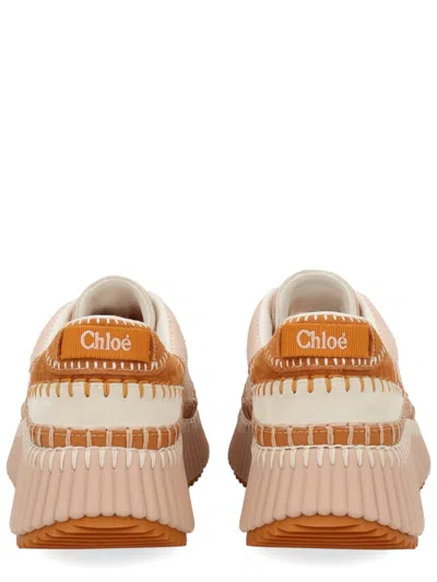 Chloé Low Top Sneakers Featuring Contrast Stitching And Textured Sole In Pink