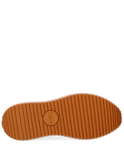 Chloé Low Top Sneakers Featuring Contrast Stitching And Textured Sole In Pink