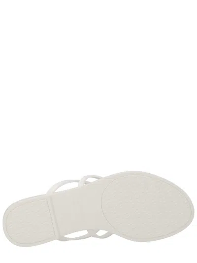 Dolce & Gabbana White Thong Sandals With Logo Plaque On The Front In Rubber Woman In Multi