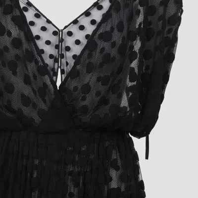 Dries Van Noten Ruffled Polka-dot Cotton-blend Mesh Midi Dress In Black