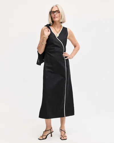 Chico's Sleeveless Surplice Linen Dress In Black