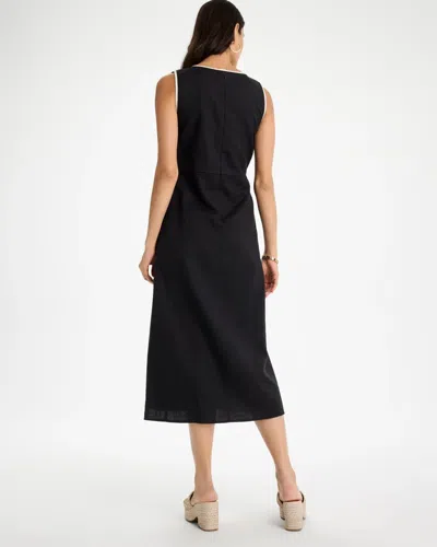 Chico's Sleeveless Surplice Linen Dress In Black