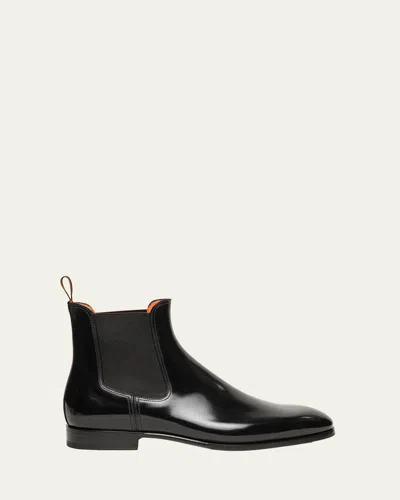 Santoni Black Solid Boots In Black