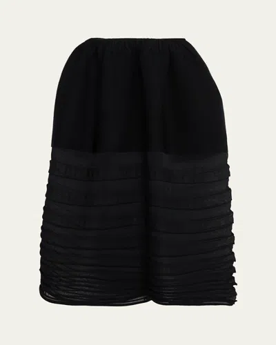 Issey Miyake Black December Moving Knit Midi Skirt