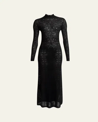 Gabriela Hearst Anya Knit Maxi Dress In Black Merino Wool Cashmere