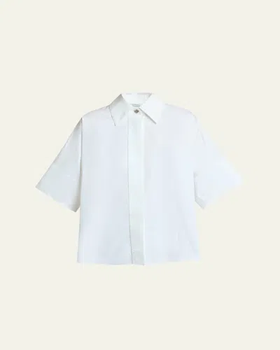 Givenchy Oversize Short Sleeve Cotton Poplin Button-up Shirt In White
