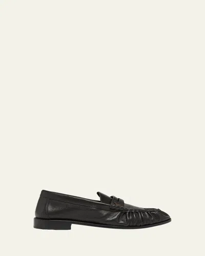 Saint Laurent Le Loafer Loafers In Polished Wrinkled Leather In Black