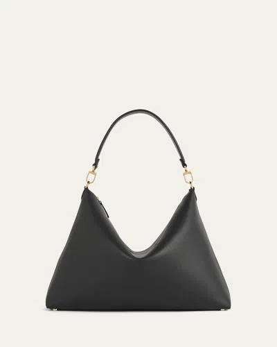 Totême Suede Leather Shoulder Bag With Detachable Handle In Black