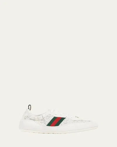 Gucci Shift Sneakers Embroidered Accents Low Top Sole In Neutral