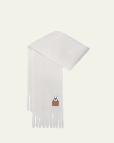 Loewe X Louis Wain Mohair And Wool Blend Scarf In White