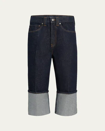 Khaite Boyle Cuffed Straight-leg Capri Jeans In Blue