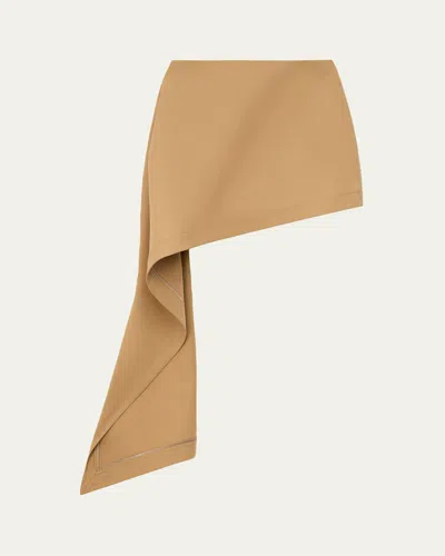 Loewe Womens Beige Draped-side Asymmetric-hem Cotton-blend Mini Skirt In Multi