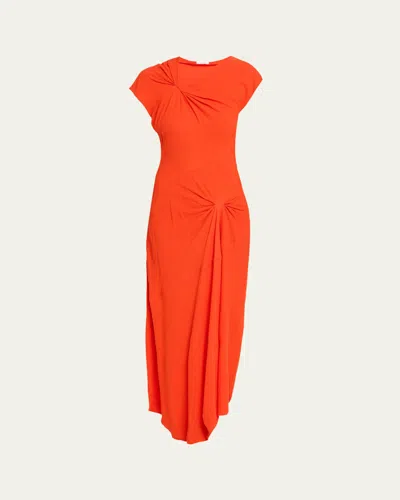 A.l.c Willa Textured Crepe Midi Dress In Persimmon In Orange