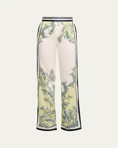 Veronica Beard Grigore High Waist Wide Leg Floral Print Pants In Multi