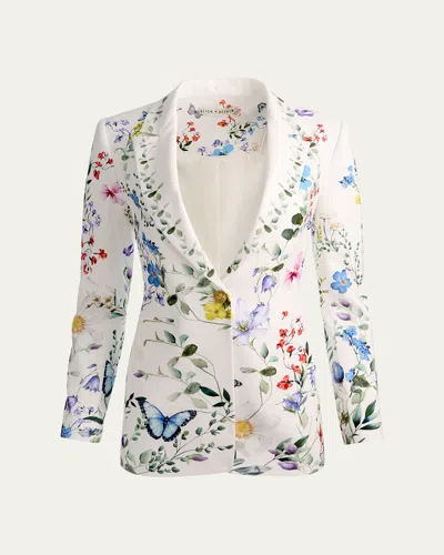 Alice And Olivia Breann Long Fitted Blazer In White