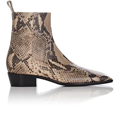 Balenciaga Python-stamped Leather Ankle Boots