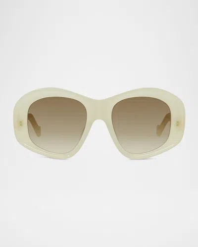 Loewe Anagram 51mm Beveled Pentagon Sunglasses In Green