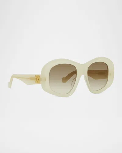 Loewe Anagram 51mm Beveled Pentagon Sunglasses In Green