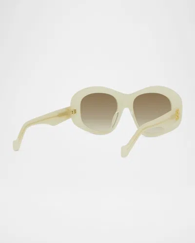 Loewe Anagram 51mm Beveled Pentagon Sunglasses In Green