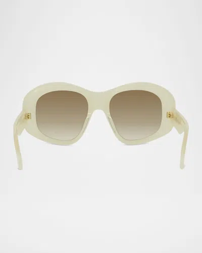 Loewe Anagram 51mm Beveled Pentagon Sunglasses In Green