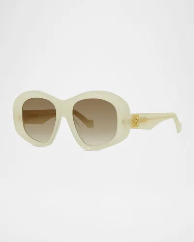Loewe Anagram 51mm Beveled Pentagon Sunglasses In Green