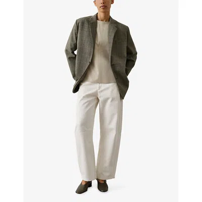 Soeur Checked Wool Blend Oversized Tailoring Blazer In Brown