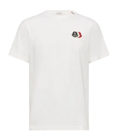 Moncler Short Sleeve Jersey T Shirt Tricolor Collar In Multi