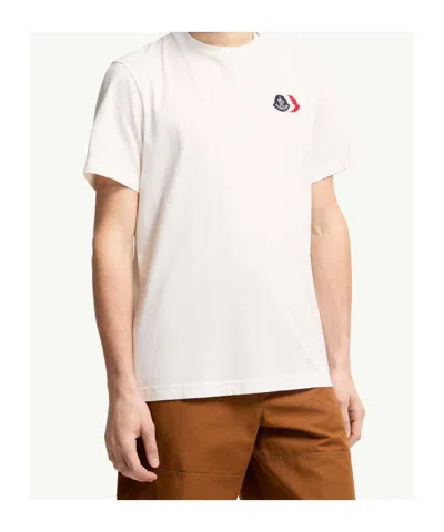 Moncler Short Sleeve Jersey T Shirt Tricolor Collar In Multi
