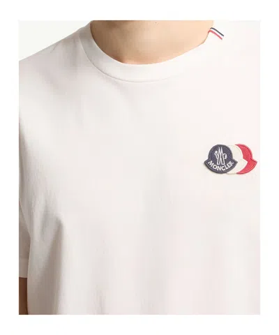 Moncler Short Sleeve Jersey T Shirt Tricolor Collar In Multi