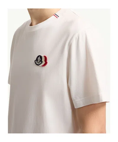 Moncler Short Sleeve Jersey T Shirt Tricolor Collar In Multi