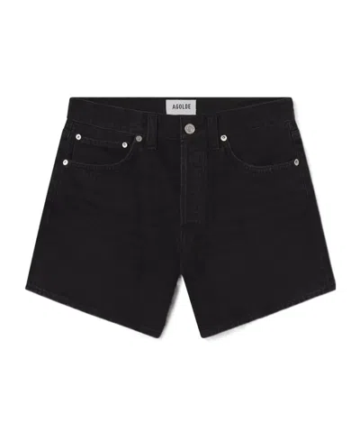 Agolde Parker Lng Loose Fit Vnt Short In Black