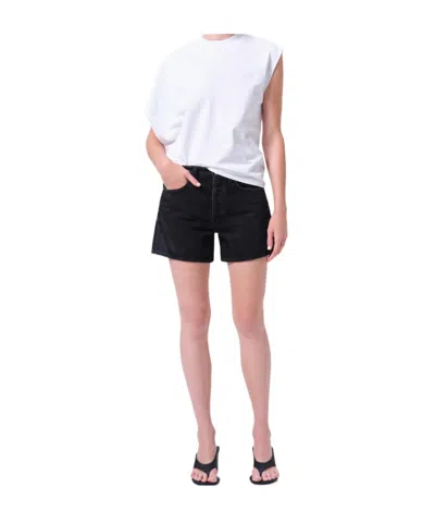 Agolde Parker Lng Loose Fit Vnt Short In Black