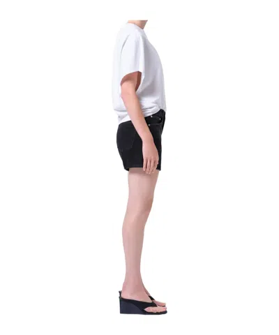 Agolde Parker Lng Loose Fit Vnt Short In Black