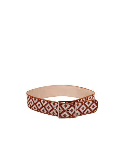 Max Mara Raffia-effect Diamond Pattern Belt In Red