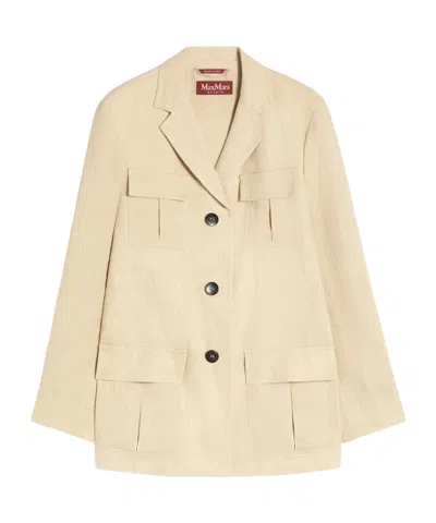 Max Mara Linen Single-breasted Suit Jacket In Neutral