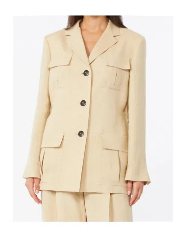 Max Mara Linen Single-breasted Suit Jacket In Neutral