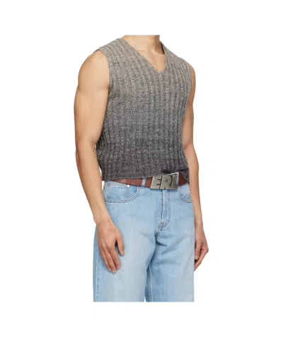 Erl Wool Gradient Knitted Vest In Gray
