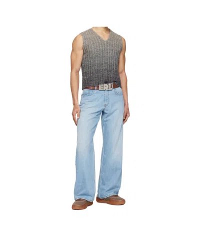 Erl Wool Gradient Knitted Vest In Gray
